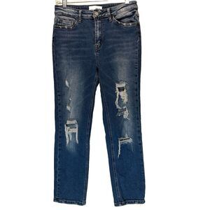 Vervet Distressed Jeans Size 29 High Rise Stretch Slim Straight Jeans Jeanne